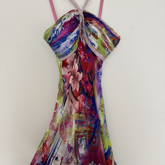 Vtg Cache Dress Womens 6‎ Floral Floor Length Gown Silk Chiffon Remnants FLAWED - Picture 5 of 16